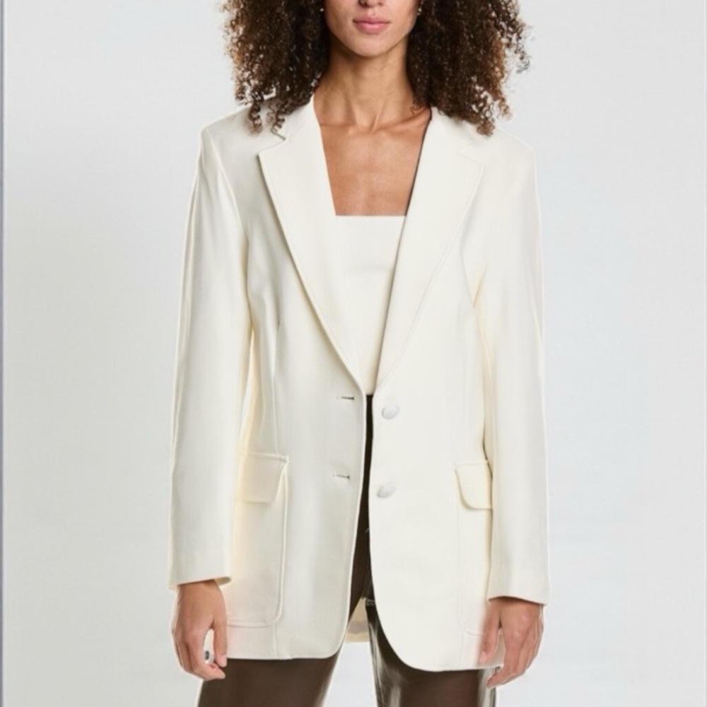RAG & BONE Cody Wool Blend Crepe Blazer In Ivory | Size 10